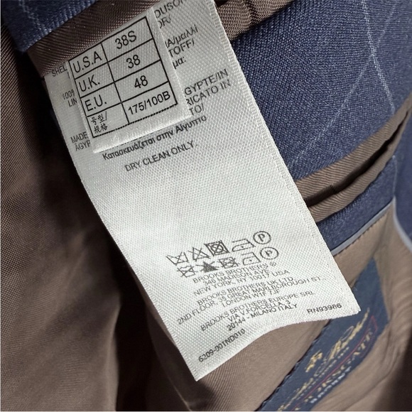 Brooks Brothers Blazer Mens Size 38S Blue Windowpane Plaid Wool Italian Fabric - Picture 9 of 12